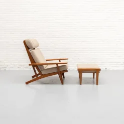 Pamono GE-375 Chair and Ottoman by Hans Wegner for Getama, Set of 2 New