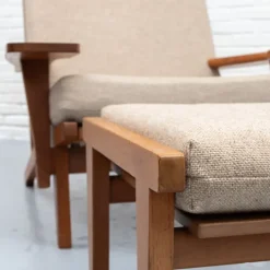 Pamono GE-375 Chair and Ottoman by Hans Wegner for Getama, Set of 2 New