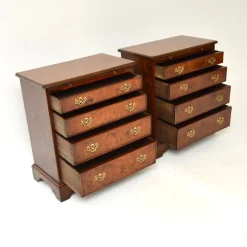 Pamono Georgian Style Burr Walnut Side Chests, 1950, Set of 2 New