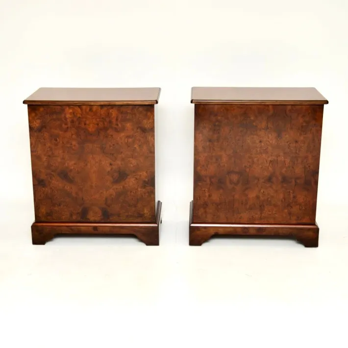 Pamono Georgian Style Burr Walnut Side Chests, 1950, Set of 2 New
