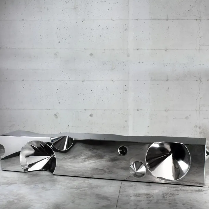 Pamono Get Lost! Bench in Mirror Polished Stainless Steel by Barberini & Gunnell