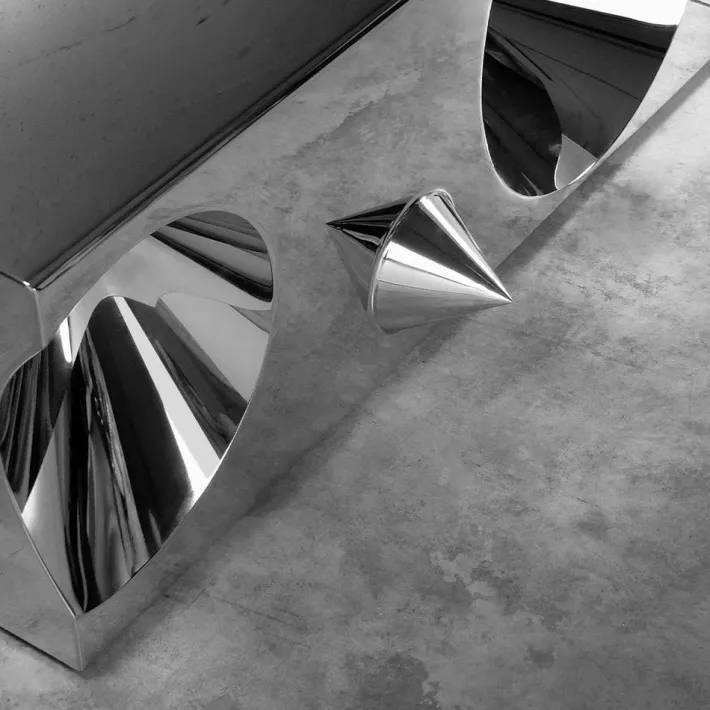 Pamono Get Lost! Bench in Mirror Polished Stainless Steel by Barberini & Gunnell