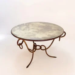 Pamono Gilded Iron Coffee Table by René Drouet, 1940s Sale