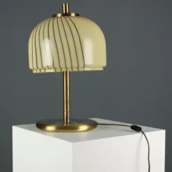 Pamono Glass and Brass Table Lamp, 1970 Sale