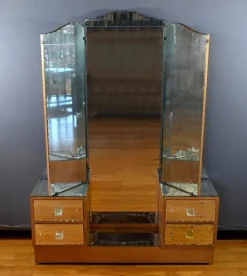 Pamono Glass Dressing Table in Fruit Wood, 1950 Clearance