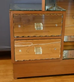 Pamono Glass Dressing Table in Fruit Wood, 1950 Clearance