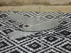 Pamono Glass Living Room Table with Acrylic Glass Base Clearance