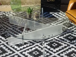 Pamono Glass Living Room Table with Acrylic Glass Base Clearance
