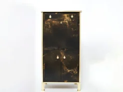 Pamono Golden Lacquer and Brass Secretary Cabinet by Maison Jansen, 1970s Online