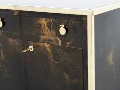 Pamono Golden Lacquer and Brass Secretary Cabinet by Maison Jansen, 1970s Online