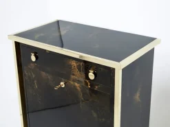 Pamono Golden Lacquer and Brass Secretary Cabinet by Maison Jansen, 1970s Online
