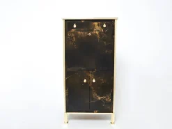 Pamono Golden Lacquer and Brass Secretary Cabinet by Maison Jansen, 1970s Online