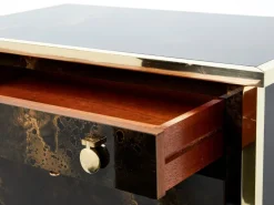 Pamono Golden Lacquer and Brass Secretary Cabinet by Maison Jansen, 1970s Online