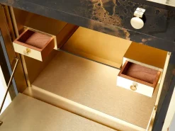 Pamono Golden Lacquer and Brass Secretary Cabinet by Maison Jansen, 1970s Online