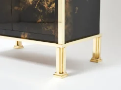 Pamono Golden Lacquer and Brass Secretary Cabinet by Maison Jansen, 1970s Online