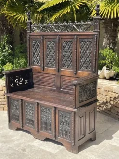 Pamono Gothic Oak Storage Bench Sale