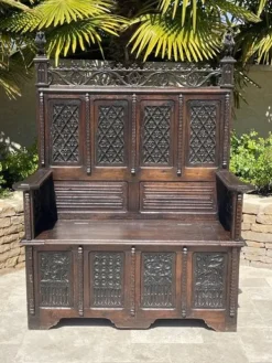 Pamono Gothic Oak Storage Bench Sale