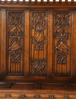 Pamono Gothic Revival Oak High Back Hall Bench, 1900s Sale