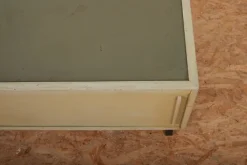 Pamono Green-Gray Plywood Lowboard with Black Metal Feet, Green Linoleum Shelf and Sliding Doors from RWD Reppisch-Werk Ag Dietikon, 1950s-1960s Best