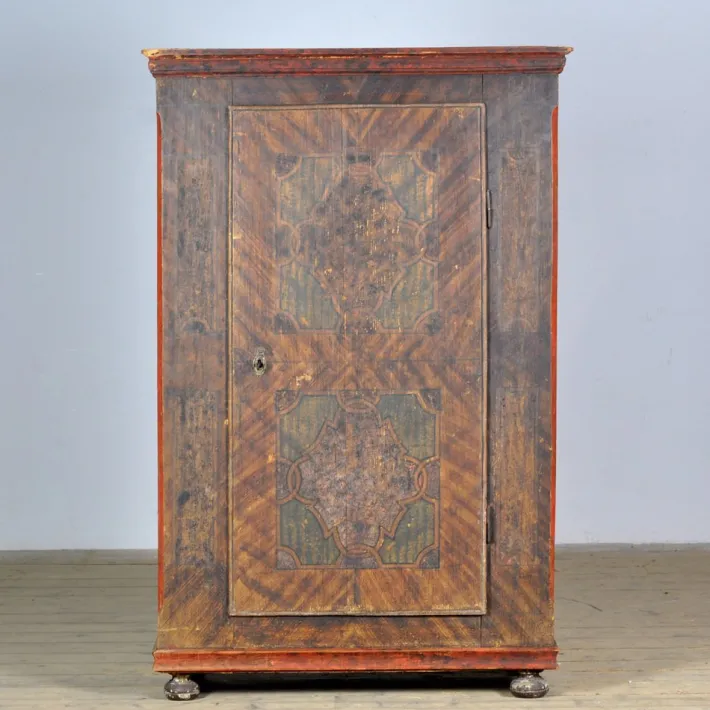 Pamono Hand Painted Pine Cabinet, 1850 Hot