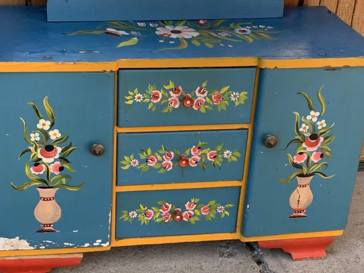 Pamono Hand Painted Wooden Dressing Table, 1940s Discount
