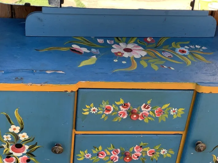 Pamono Hand Painted Wooden Dressing Table, 1940s Discount
