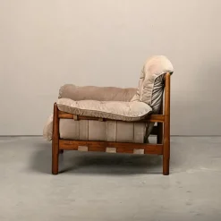 Pamono Hardwood and Suede Lounge Chair in the style of Percival Lafer and Jean Gillon, 1960s New