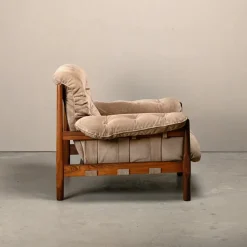 Pamono Hardwood and Suede Lounge Chair in the style of Percival Lafer and Jean Gillon, 1960s New