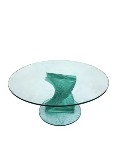 Pamono Helix Spiral Sculptural Glass Coffee Table in the style of Danny Lane, 1980s Sale