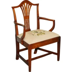 Pamono Hepplewhite Elbow Armchair with Floral Needlepoint Cushion Online