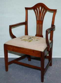 Pamono Hepplewhite Elbow Armchair with Floral Needlepoint Cushion Online