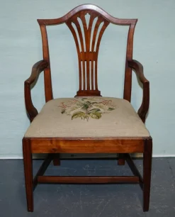 Pamono Hepplewhite Elbow Armchair with Floral Needlepoint Cushion Online