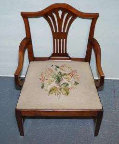 Pamono Hepplewhite Elbow Armchair with Floral Needlepoint Cushion Online