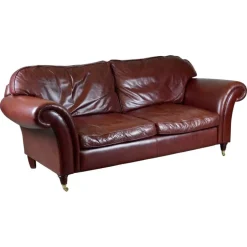 Pamono Heritage 3-Seater Brown Leather Mortimer Sofa with Castors by Laura Ashley