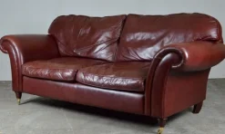 Pamono Heritage 3-Seater Brown Leather Mortimer Sofa with Castors by Laura Ashley