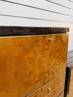 Pamono High Sideboard in Radica and Gilded Metal, 1970s Sale