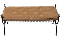 Pamono Hollywood Regency Patinated Iron and Brass Bedroom Bench, 1960s Sale