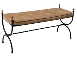 Pamono Hollywood Regency Patinated Iron and Brass Bedroom Bench, 1960s Sale