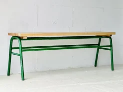 Pamono Industrial Metal & Spruce Bench, 1970s Discount