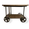 Pamono Industrial Serving Trolley in Cast Iron with Wooden Shelves, 1920s