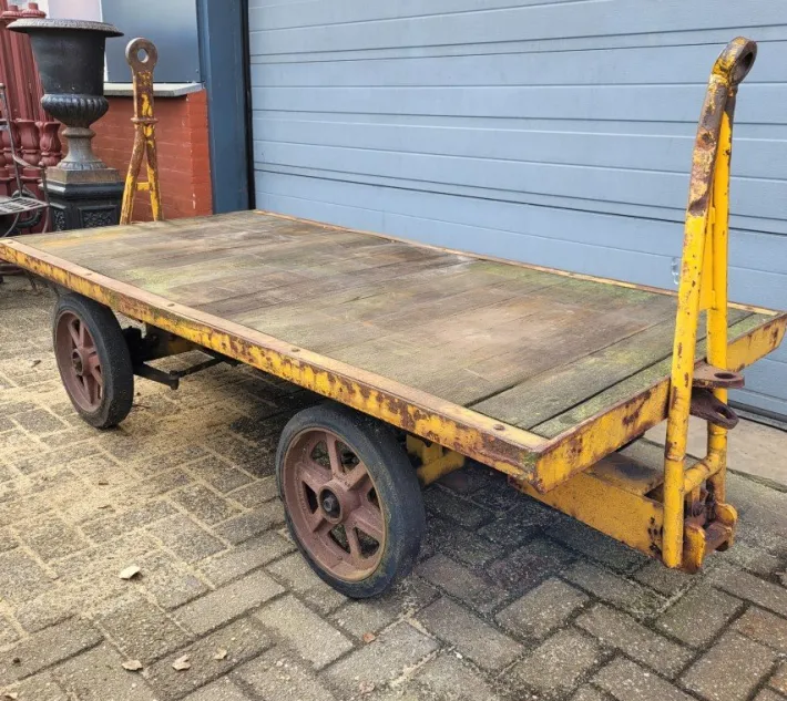 Pamono Industrial Transport Cart in Cast Iron and Wood Best