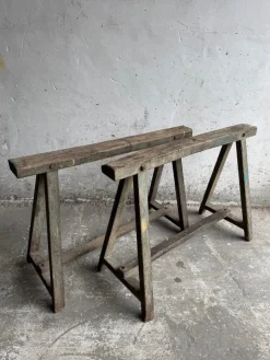 Pamono Industrial Wooden Trestles, 1940s, Set of 2 Best