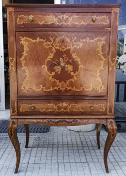 Pamono Inlaid Wood and Glass Secretaire, 1970s Clearance