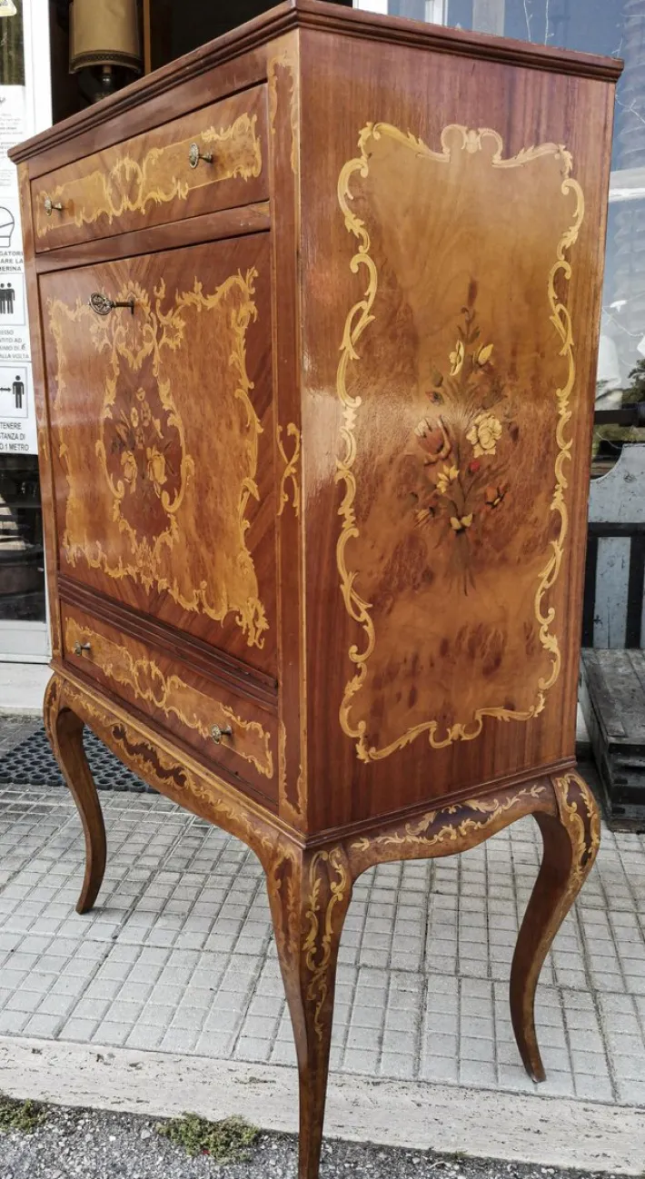Pamono Inlaid Wood and Glass Secretaire, 1970s Clearance