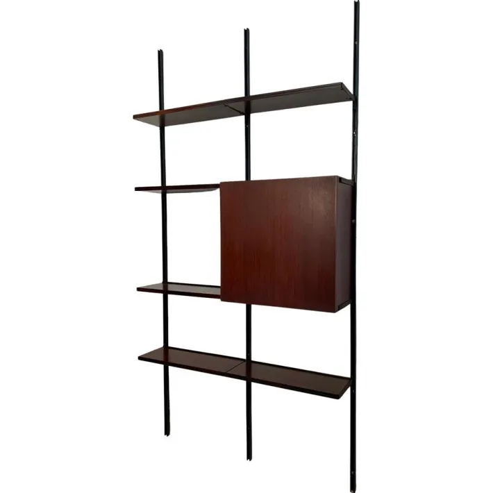 Pamono Iron and Wood Wall Bookcase by Osvaldo Borsani for Tecno, 1960s New