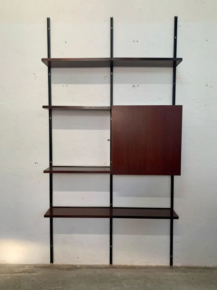 Pamono Iron and Wood Wall Bookcase by Osvaldo Borsani for Tecno, 1960s New