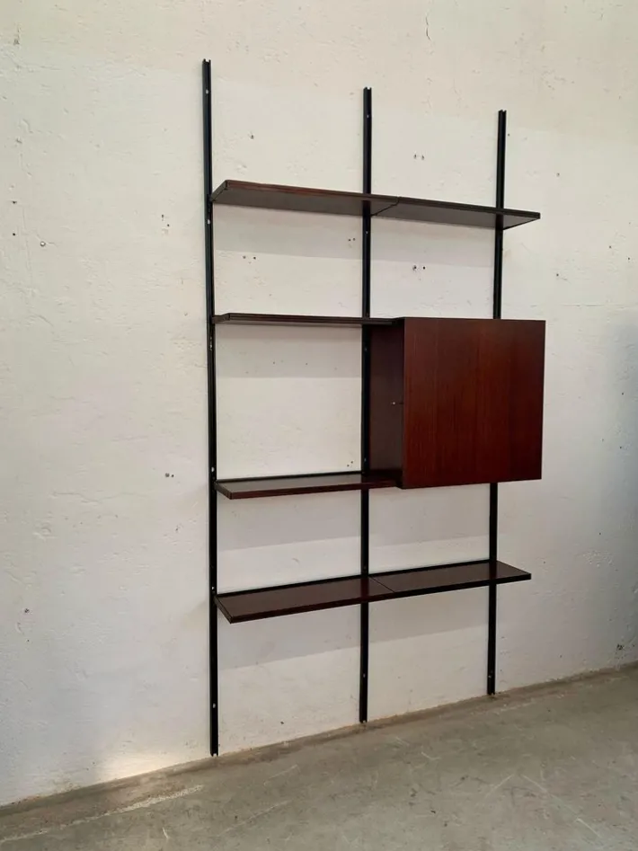 Pamono Iron and Wood Wall Bookcase by Osvaldo Borsani for Tecno, 1960s New