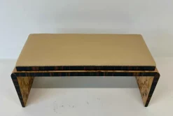 Pamono Italian Art Deco Bench in Olive Ash Burl and Macassar with Faux Leather Seat, 1940s Best