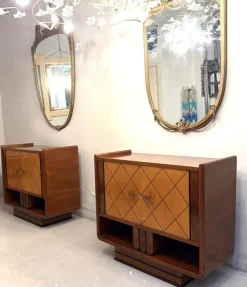 Pamono Italian Art Deco Cabinets attributed to Osvaldo Borsani, 1940s, Set of 2 New