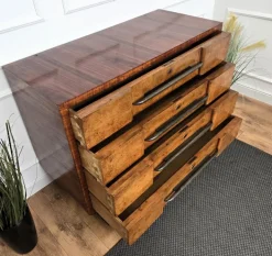 Pamono Italian Art Deco Style Burl Wood and Bronze Chest of Drawers by Paolo Buffa, 1940s Discount